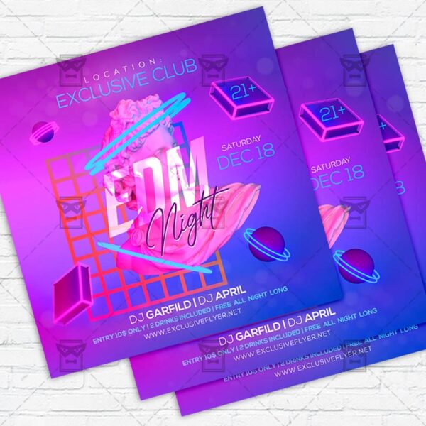 EDM Night - Flyer PSD Template | ExclusiveFlyer