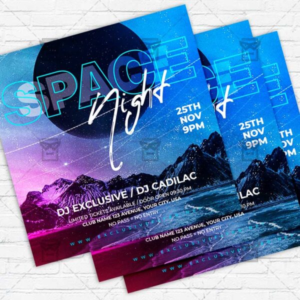 Space Night - Flyer PSD Template | ExclusiveFlyer