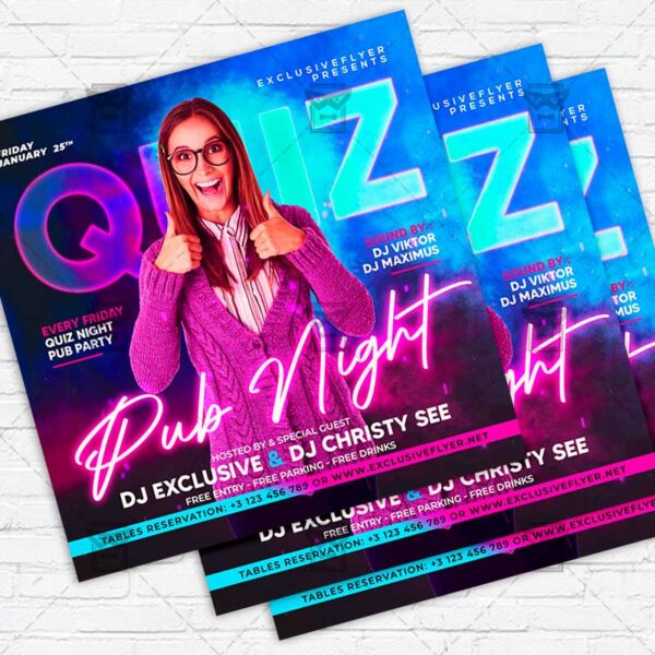 Pub Quiz Night - Flyer PSD Template | ExclusiveFlyer