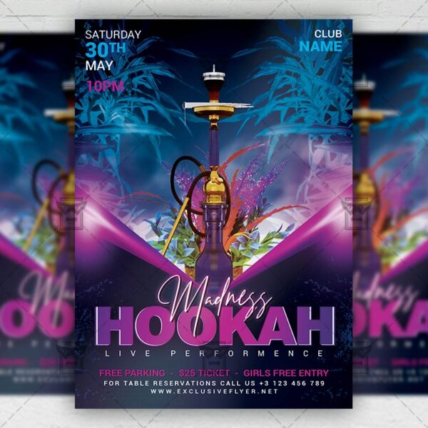 Hookah Madness - Flyer PSD Template | ExclusiveFlyer
