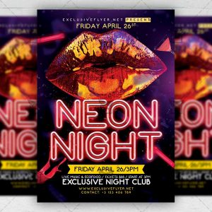 Neon Night - Flyer PSD Template | ExclusiveFlyer