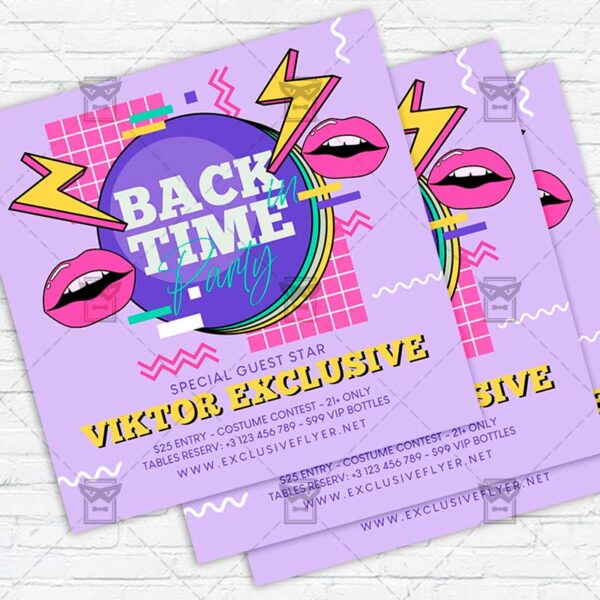Back in Time Party - Flyer PSD Template | ExclusiveFlyer