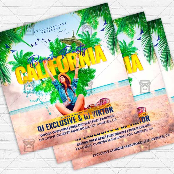 California Beach Party - Flyer PSD Template | ExclusiveFlyer
