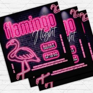 Flamingo Night - Flyer PSD Template | ExclusiveFlyer