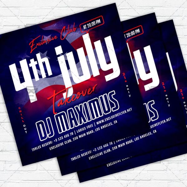 4th of July Takeover - Flyer PSD Template | ExclusiveFlyer
