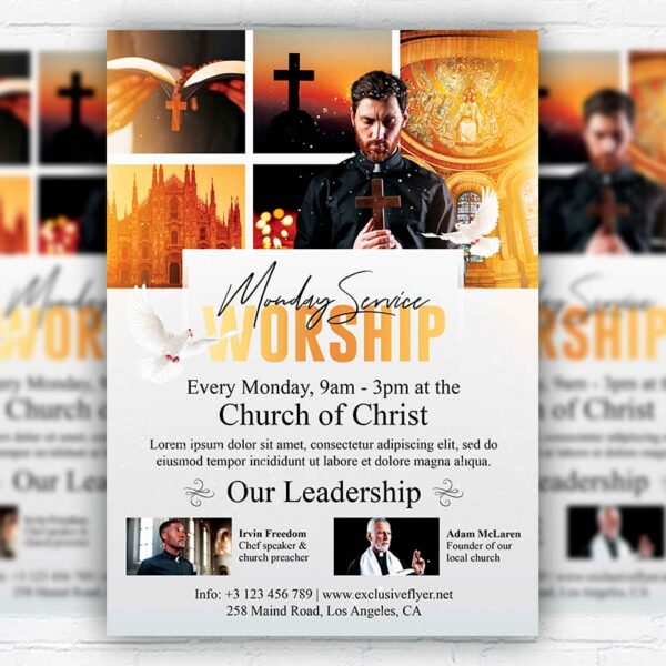 Monday Worship Service - Flyer PSD Template | ExclusiveFlyer