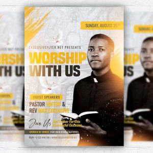 Worship with Us - Flyer PSD Template | ExclusiveFlyer