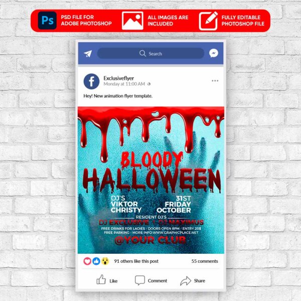 Bloody Halloween Animated Flyer PSD Template