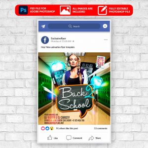 Back to School Party Animated Flyer PSD Template