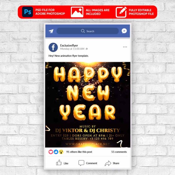 Happy New Year - Animated Flyer PSD Template