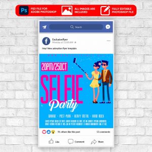 Selfie Party Animated Flyer PSD Template