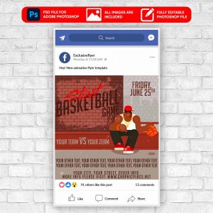Street Basketball Game Animated Flyer PSD Template
