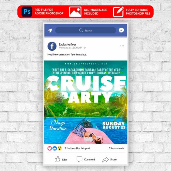 Cruise Party Animated Flyer PSD Template