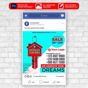 House For Rent Animated Flyer PSD Template