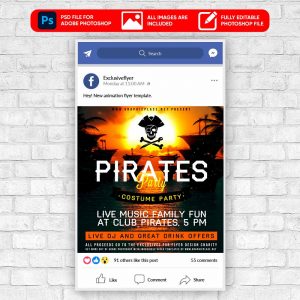Pirates Party Animated Flyer PSD Template