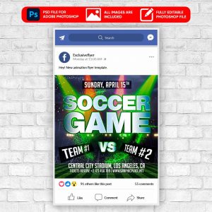 Soccer Game Animated Flyer PSD Template