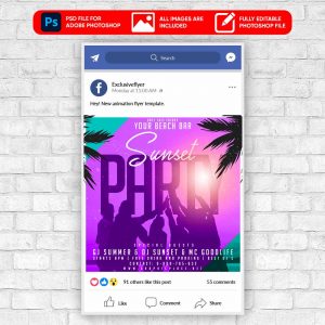 Sunset Party Animated Flyer PSD Template