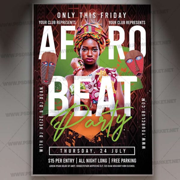 Download Afro Beat Party Card Printable Template 1