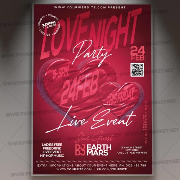 Download Love Night Party Event Card Printable Template 1