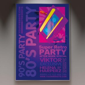 Download 80s 90s Party Card Printable Template 1