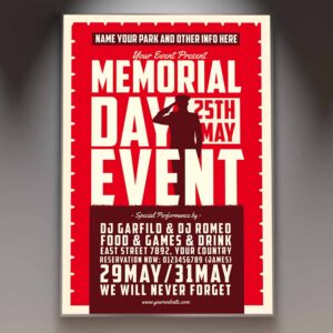 Download Memorial Day Event Card Printable Template 1